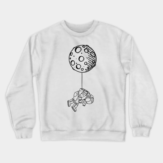 Astronaut hanging from the Moon Crewneck Sweatshirt by Vin Zzep